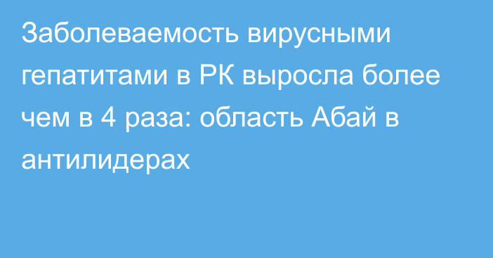 Заболеваемость вирусными гепатитами в РК выросла более чем в 4 раза: область Абай в антилидерах