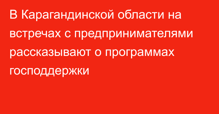 В Карагандинской области на встречах с предпринимателями рассказывают о программах господдержки