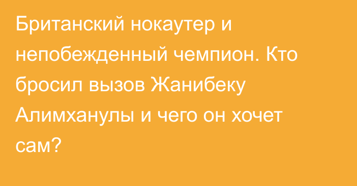 Британский нокаутер и непобежденный чемпион. Кто бросил вызов Жанибеку Алимханулы и чего он хочет сам?