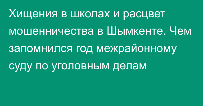 Хищения в школах и расцвет мошенничества в Шымкенте. Чем запомнился год межрайонному суду по уголовным делам