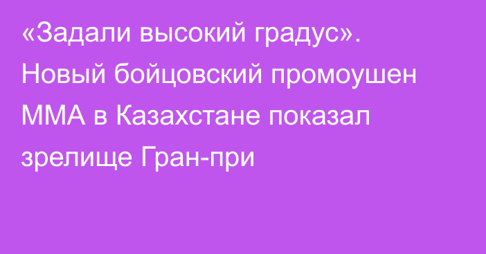 «Задали высокий градус». Новый бойцовский промоушен ММА в Казахстане показал зрелище Гран-при