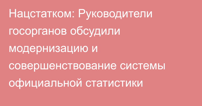 Нацстатком: Руководители госорганов обсудили модернизацию и совершенствование системы официальной статистики