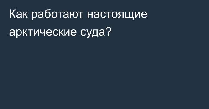 Как работают настоящие арктические суда?