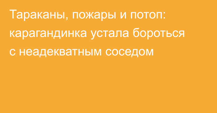 Тараканы, пожары и потоп: карагандинка устала бороться с неадекватным соседом