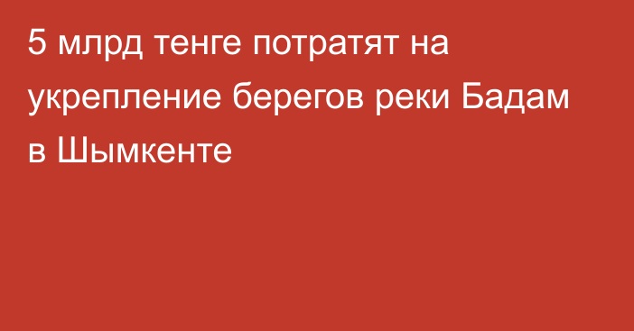 5 млрд тенге потратят на укрепление берегов реки Бадам в Шымкенте