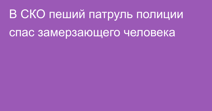 В СКО пеший патруль полиции спас замерзающего человека