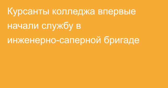 Курсанты колледжа впервые начали службу в инженерно-саперной бригаде