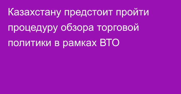 Казахстану предстоит пройти процедуру обзора торговой политики в рамках ВТО