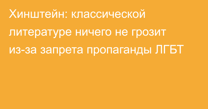 Хинштейн: классической литературе ничего не грозит из-за запрета пропаганды ЛГБТ