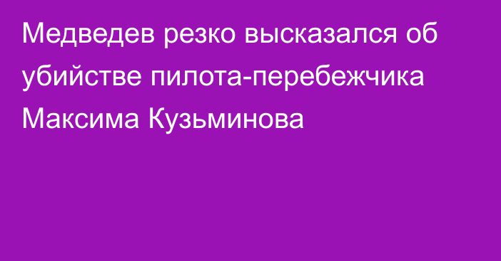 Медведев резко высказался об убийстве пилота-перебежчика Максима Кузьминова