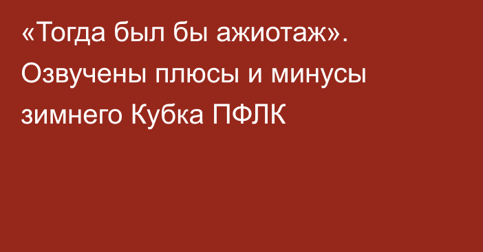 «Тогда был бы ажиотаж». Озвучены плюсы и минусы зимнего Кубка ПФЛК