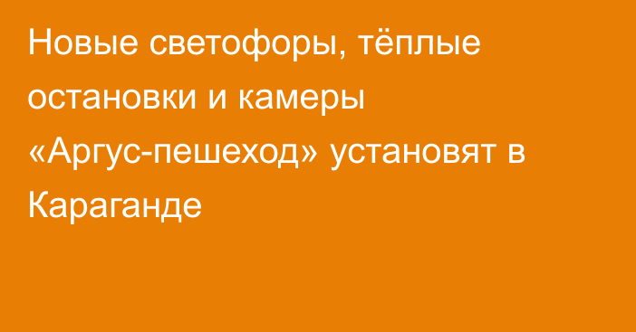 Новые светофоры, тёплые остановки и камеры «Аргус-пешеход» установят в Караганде