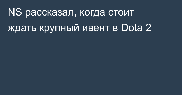 NS рассказал, когда стоит ждать крупный ивент в Dota 2