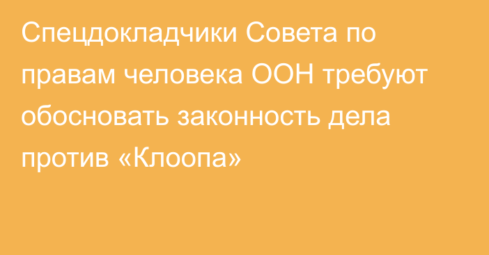 Спецдокладчики Совета по правам человека ООН требуют обосновать законность дела против «Клоопа»