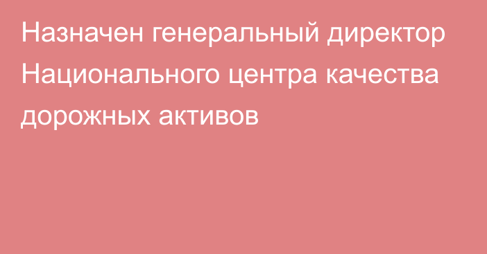 Назначен генеральный директор Национального центра качества дорожных активов