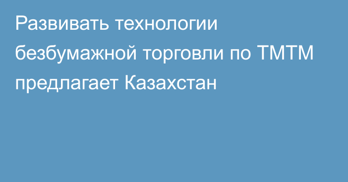 Развивать технологии безбумажной торговли по ТМТМ предлагает Казахстан