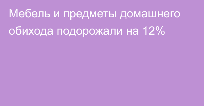 Мебель и предметы домашнего обихода подорожали на 12%