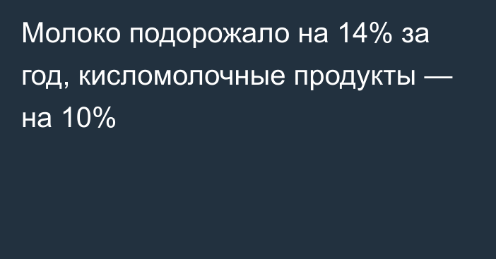 Молоко подорожало на 14% за год, кисломолочные продукты — на 10%