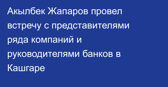 Акылбек Жапаров провел встречу с представителями ряда компаний и руководителями банков в Кашгаре