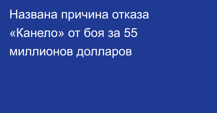 Названа причина отказа «Канело» от боя за 55 миллионов долларов