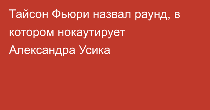 Тайсон Фьюри назвал раунд, в котором нокаутирует Александра Усика