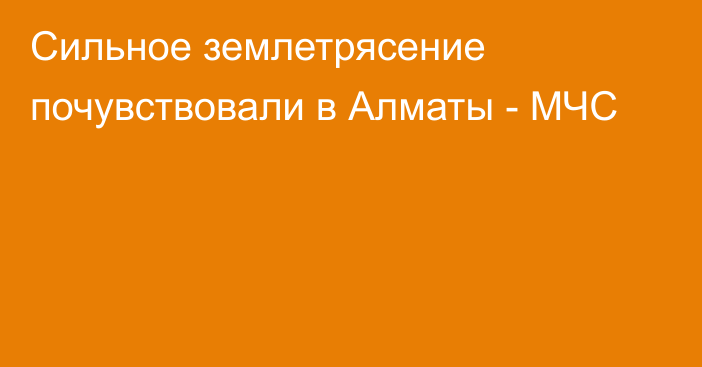 Сильное землетрясение почувствовали в Алматы - МЧС