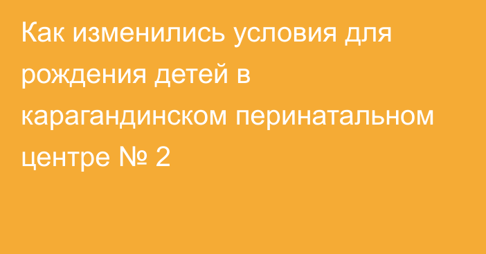 Как изменились условия для рождения детей в карагандинском перинатальном центре № 2