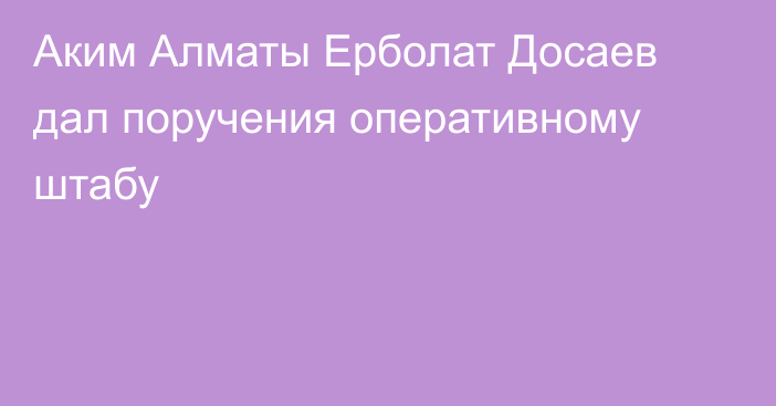 Аким Алматы Ерболат Досаев дал поручения оперативному штабу