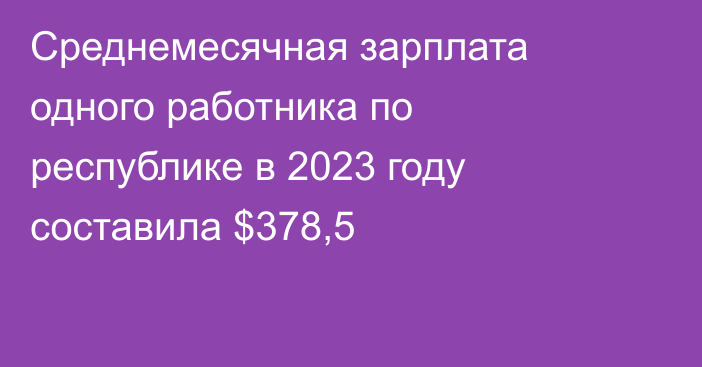 Среднемесячная зарплата одного работника по республике в 2023 году составила $378,5