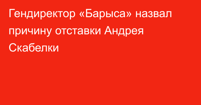 Гендиректор «Барыса» назвал причину отставки Андрея Скабелки