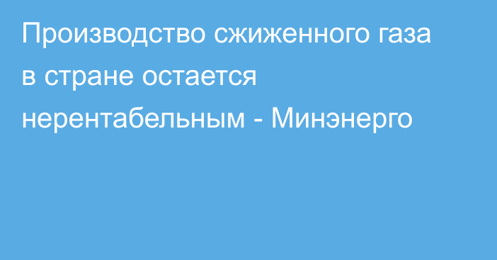 Производство сжиженного газа в стране остается нерентабельным - Минэнерго