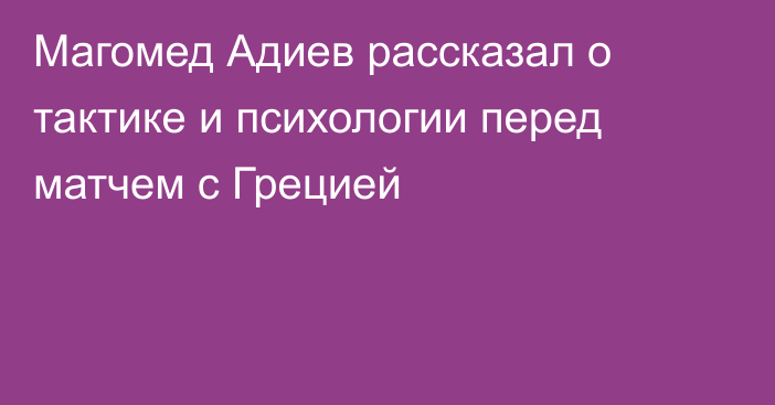 Магомед Адиев рассказал о тактике и психологии перед матчем с Грецией