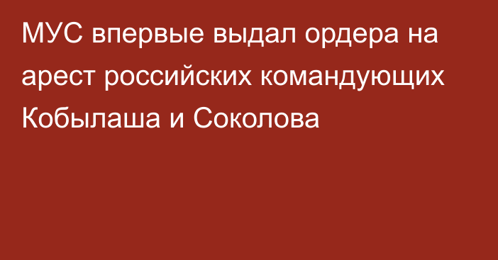 МУС впервые выдал ордера на арест российских командующих Кобылаша и Соколова