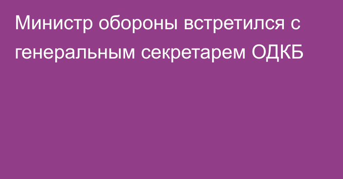 Министр обороны встретился с генеральным секретарем ОДКБ