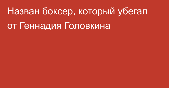 Назван боксер, который убегал от Геннадия Головкина