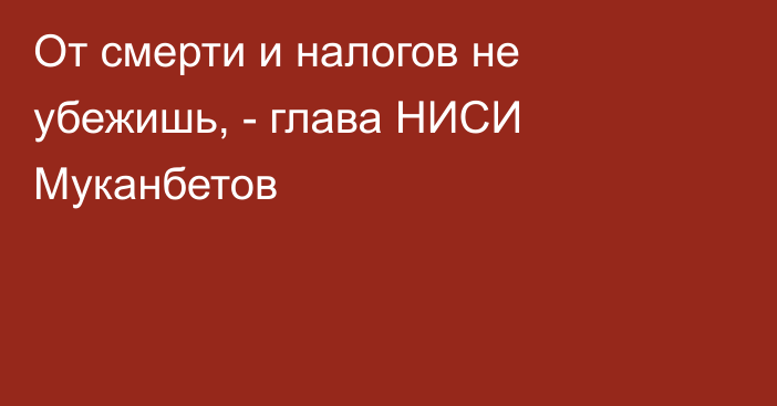 От смерти и налогов не убежишь, - глава НИСИ Муканбетов