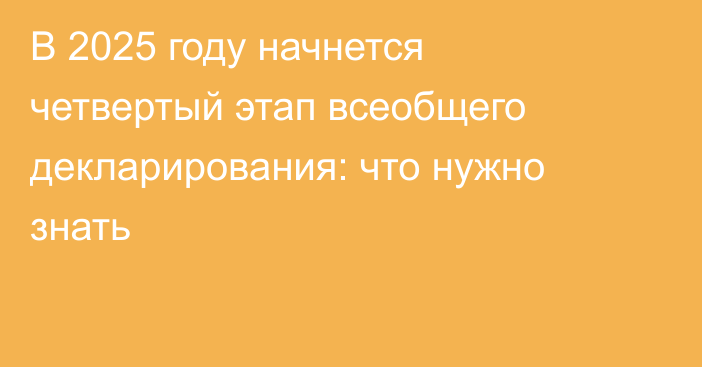 В 2025 году начнется четвертый этап всеобщего декларирования: что нужно знать