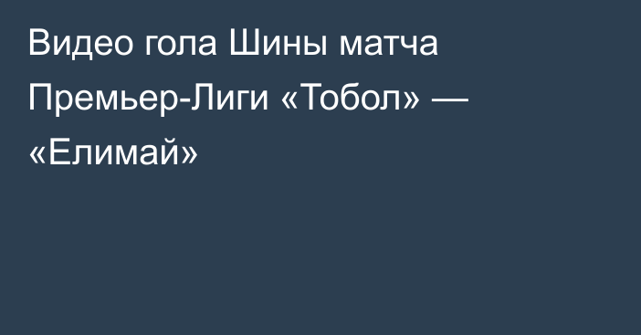 Видео гола Шины матча Премьер-Лиги «Тобол» — «Елимай»