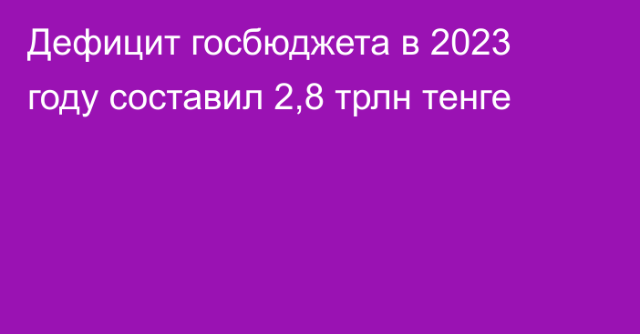 Дефицит госбюджета в 2023 году составил 2,8 трлн тенге