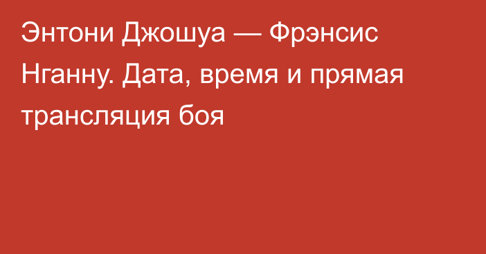 Энтони Джошуа — Фрэнсис Нганну. Дата, время и прямая трансляция боя