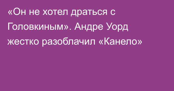 «Он не хотел драться с Головкиным». Андре Уорд жестко разоблачил «Канело»