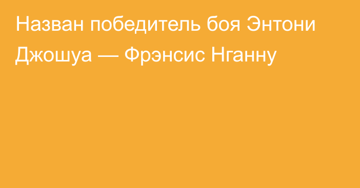 Назван победитель боя Энтони Джошуа — Фрэнсис Нганну