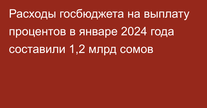 Расходы госбюджета на выплату процентов в январе 2024 года составили 1,2 млрд сомов