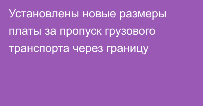 Установлены новые размеры платы за пропуск грузового транспорта через границу