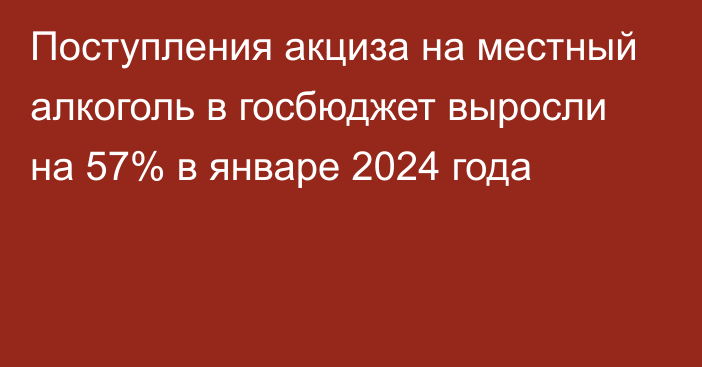 Поступления акциза на местный алкоголь в госбюджет выросли на 57% в январе 2024 года