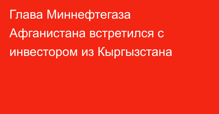 Глава Миннефтегаза Афганистана встретился с инвестором из Кыргызстана