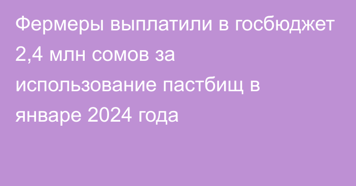 Фермеры выплатили в госбюджет 2,4 млн сомов за использование пастбищ в январе 2024 года