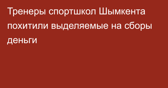 Тренеры спортшкол Шымкента похитили выделяемые на сборы деньги