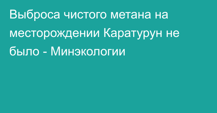 Выброса чистого метана на месторождении Каратурун не было - Минэкологии