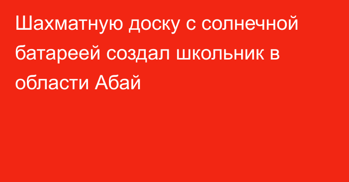 Шахматную доску с солнечной батареей создал школьник в области Абай